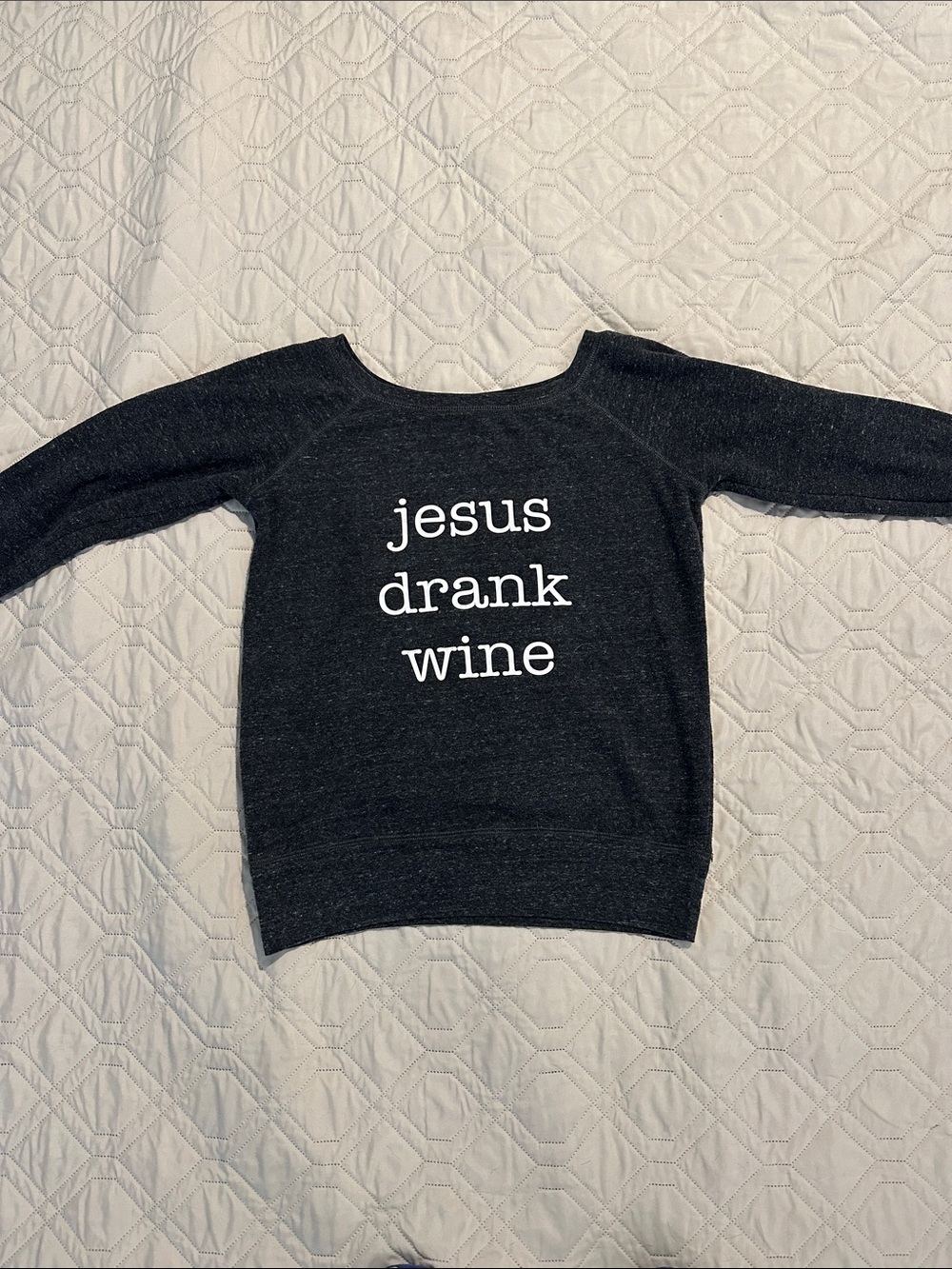 Bella heather grey  'jesus drank wine' Graphic Sweatshirt
